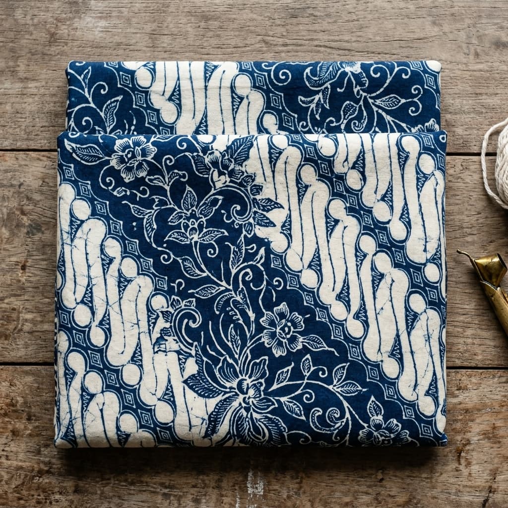 Kain batik Parang motif warna indigo – koleksi batik tradisional Puspanyidra Magelang