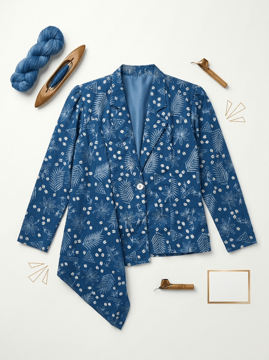 Koleksi Batik Khas Magelang dengan Balutan Blazer Warna Alam Indigo - Batik Tradisional Puspanyidra Magelang