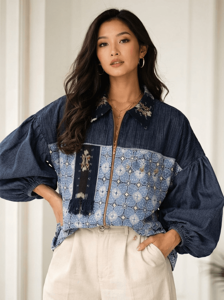 Koleksi Jaket Batik Kawung Indigo – Etnik Modern Berkarakter - Batik Tradisional Puspanyidra Magelang